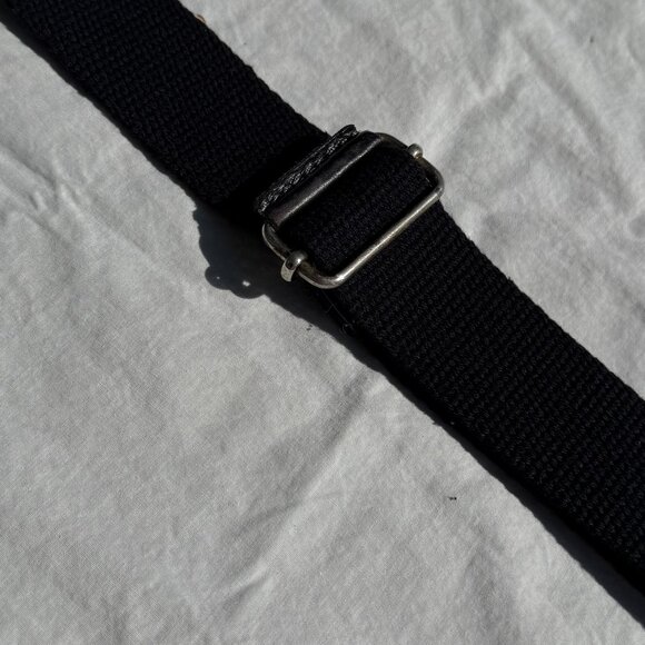 Iyiami Handbags Black Leather Charcoal Cotton Canvas Sling Bag - Picture 5 of 11